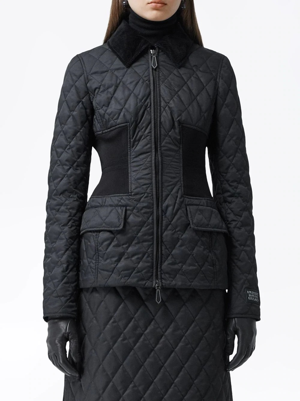 diamond quilted fitted jacket - 3