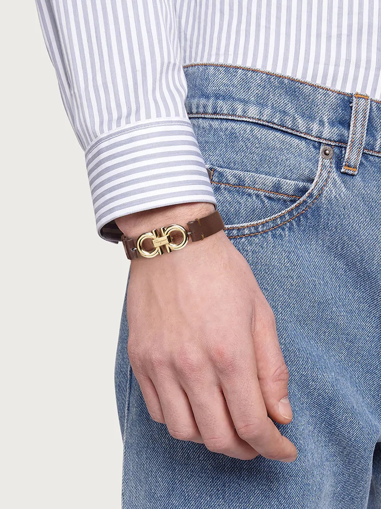 LEATHER BRACELET WITH DOUBLE SIDED GANCINI - 3