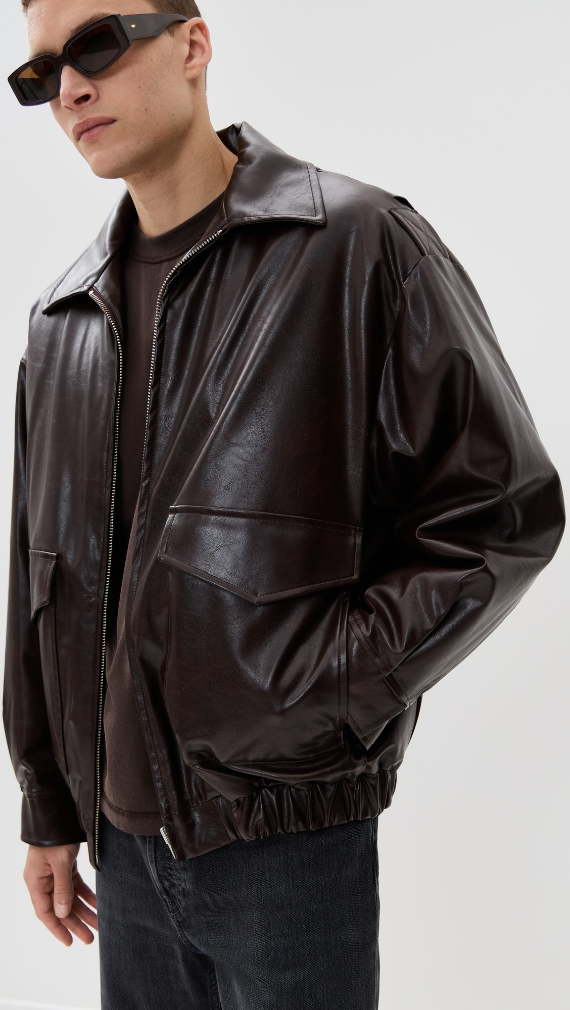 Faux Leather Sports Jacket - 5