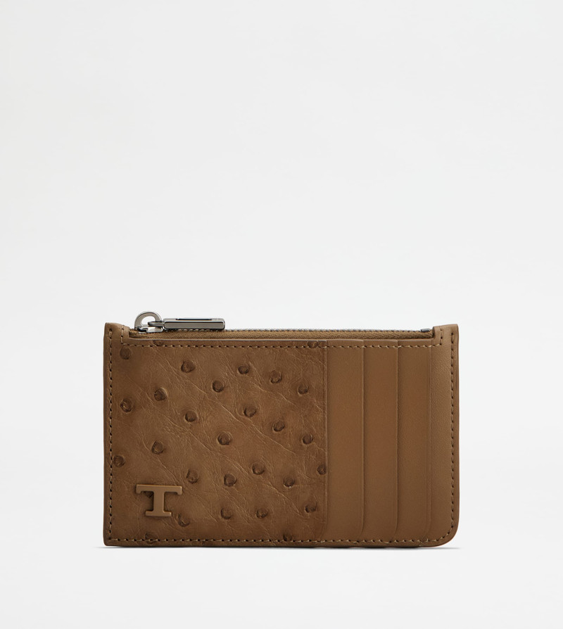 CREDIT CARD HOLDER IN OSTRICH - BROWN 1