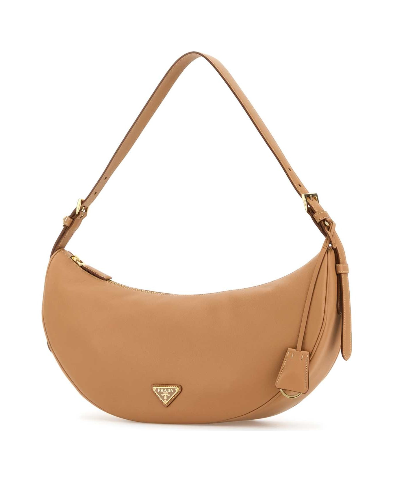 Peach Leather Large Prada Demi-lune Crossbody Bag - 2
