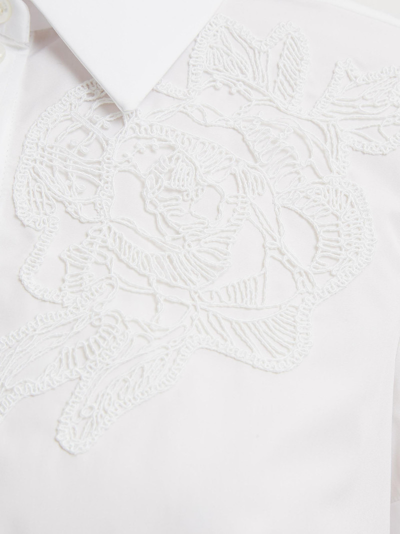 Women's Floral Appliqué Cotton Shirt - White 7