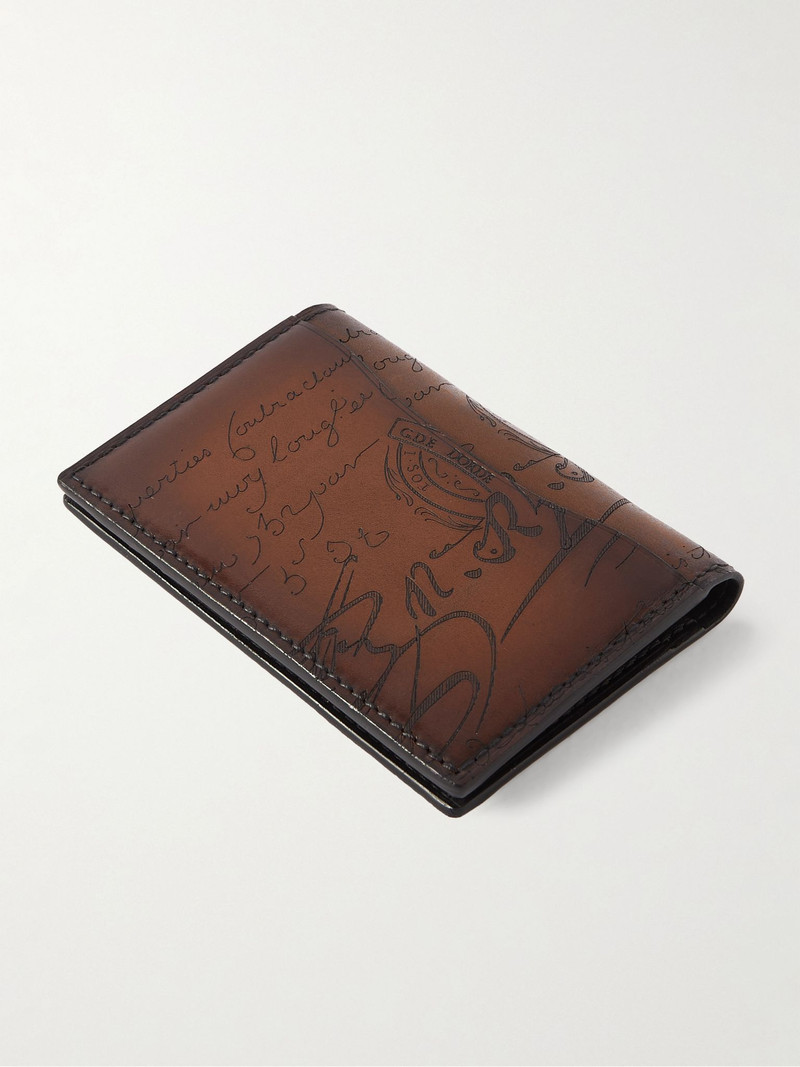 Berluti Jagua Neo Scritto Venezia Leather Bifold Cardholder Brown outlook