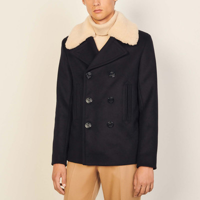 Sandro Pea coat with sheepskin collar outlook