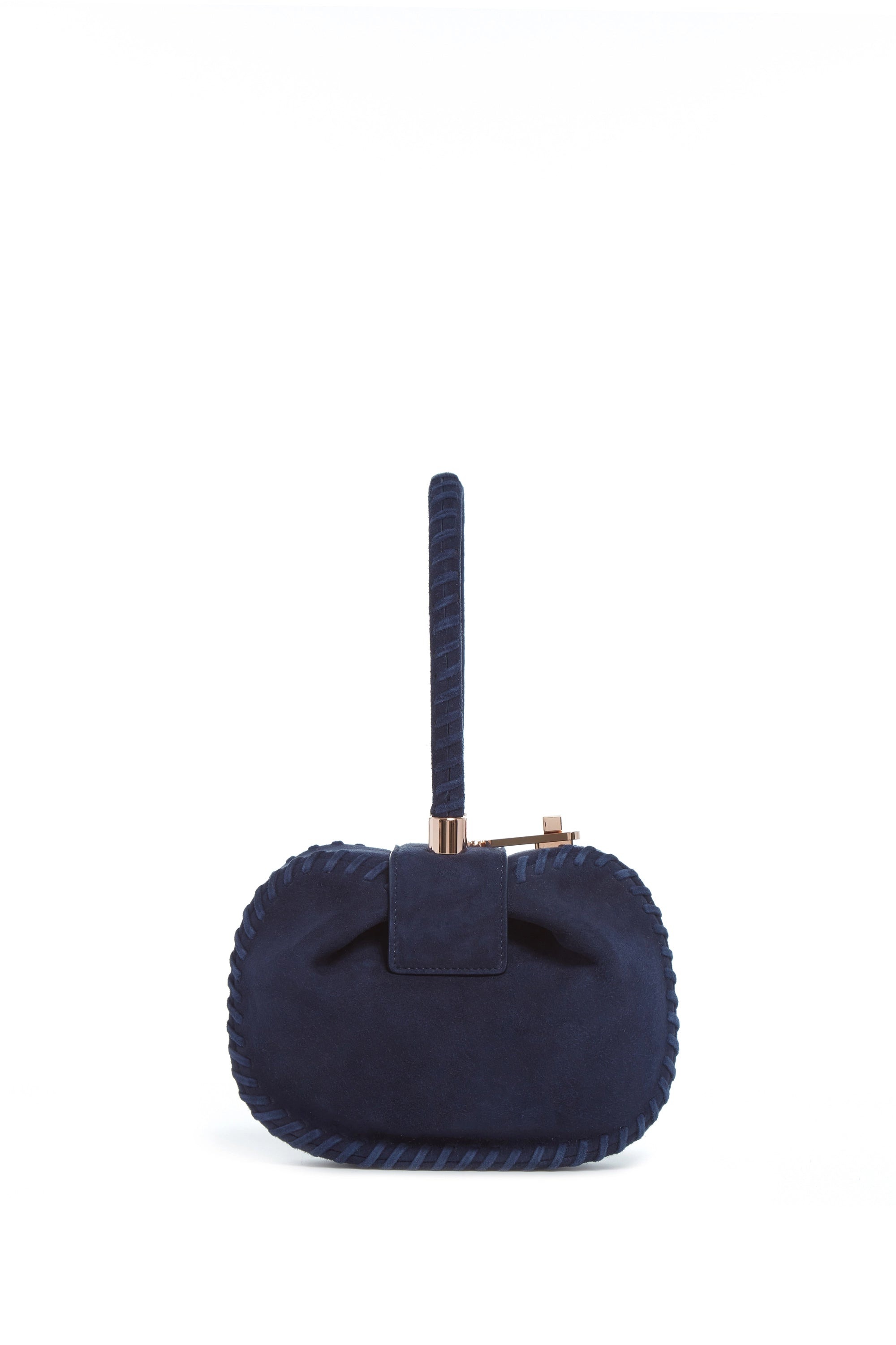 Whipstitch Demi Bag in Navy Suede - 2