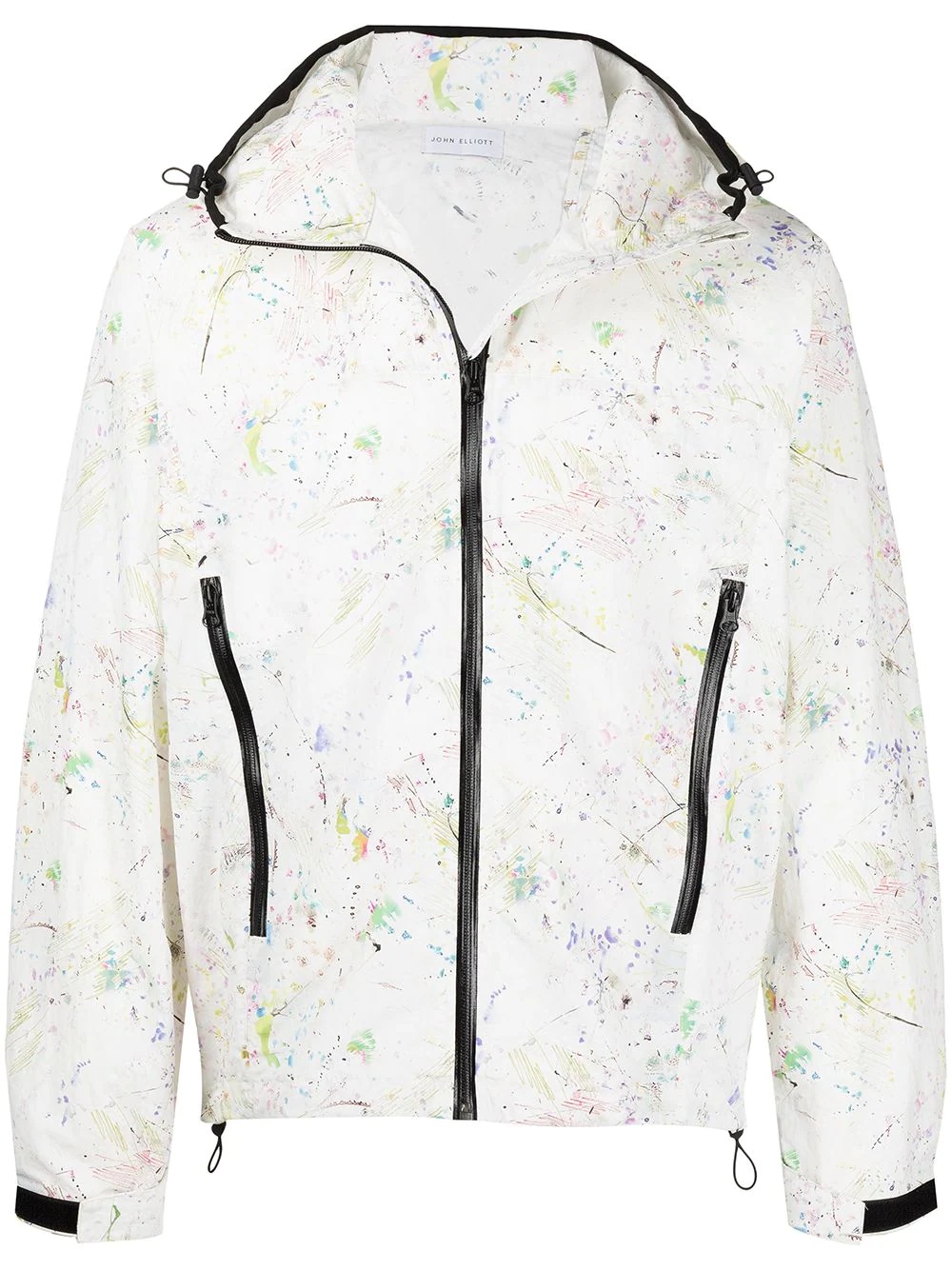 painterly-print hooded lightweight jacket - 1