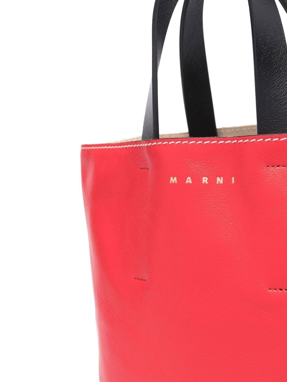 two-tone leather tote bag - 4