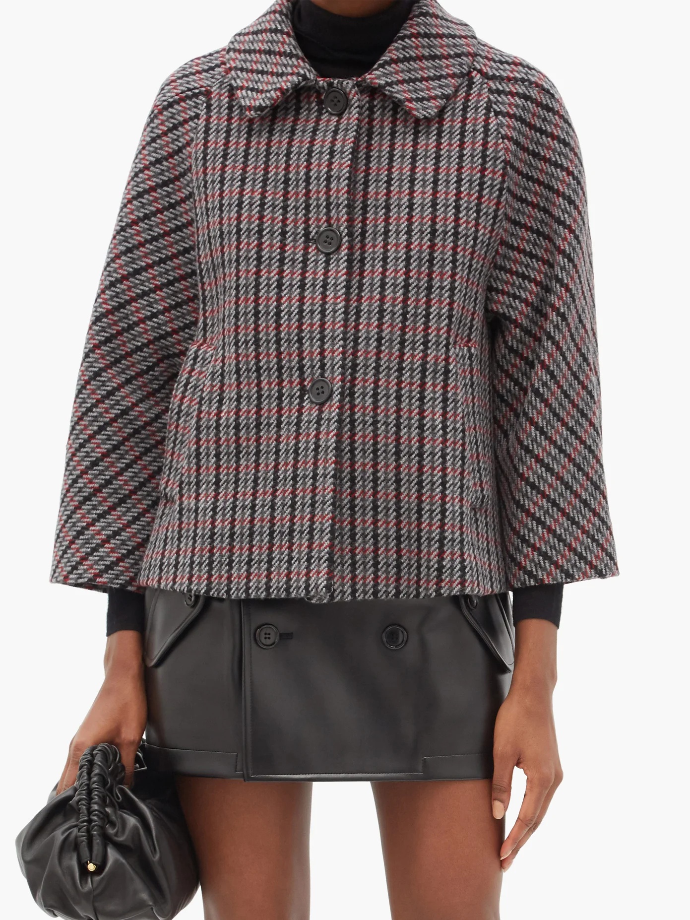 Checked wool-blend swing jacket - 2