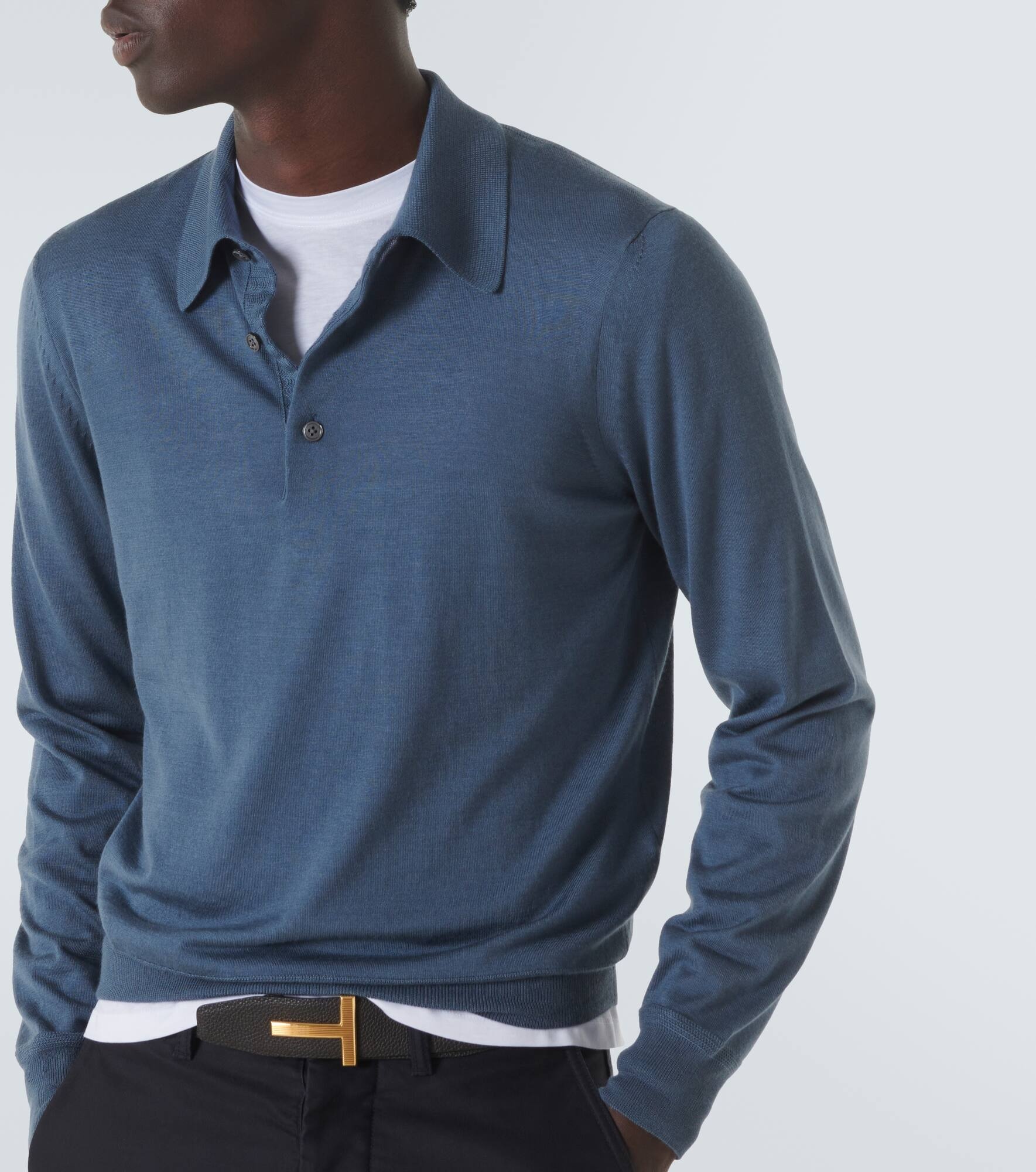 Cashmere and silk polo shirt - 5