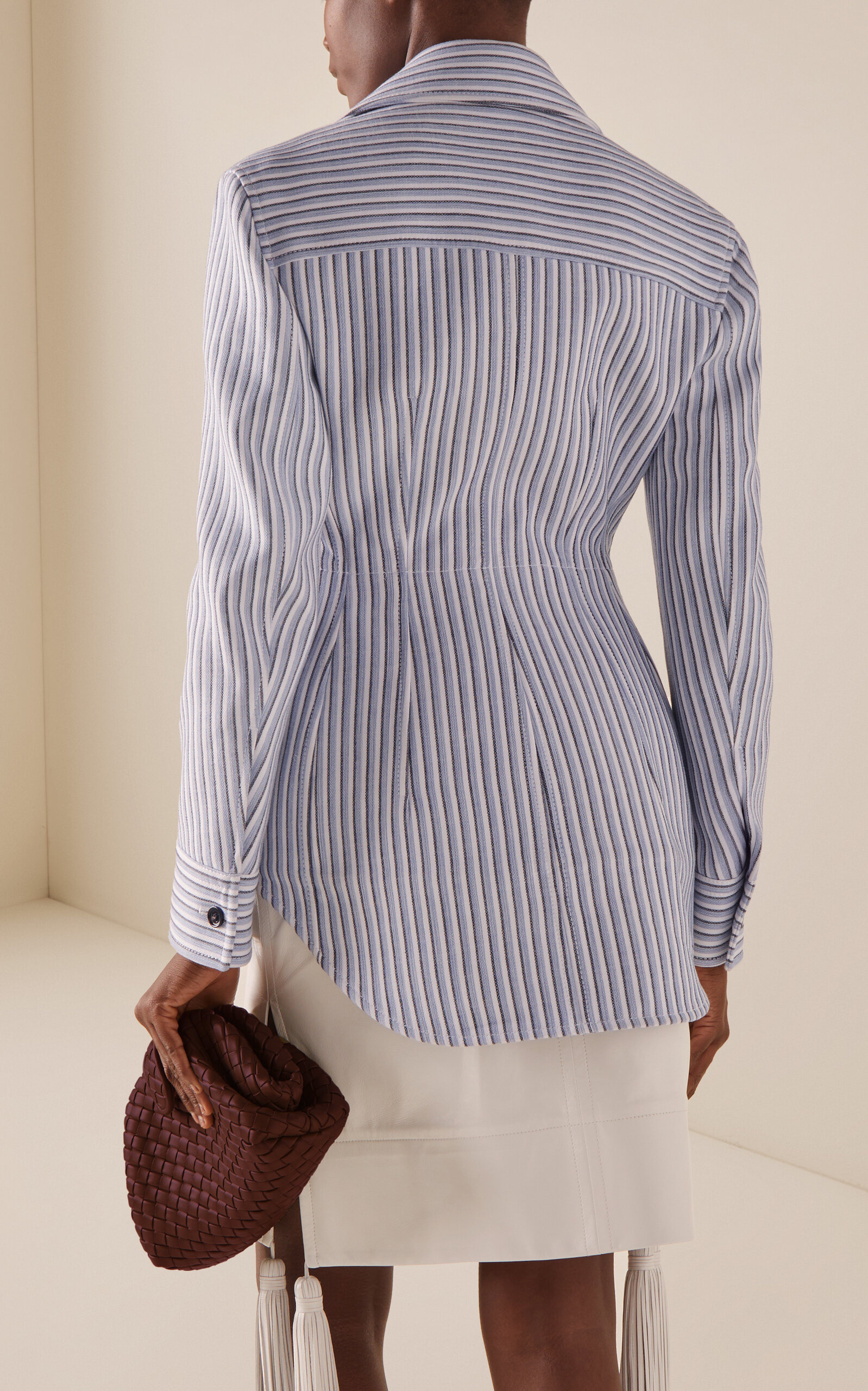 Light Structured Cotton Stripe Jacket stripe - 4
