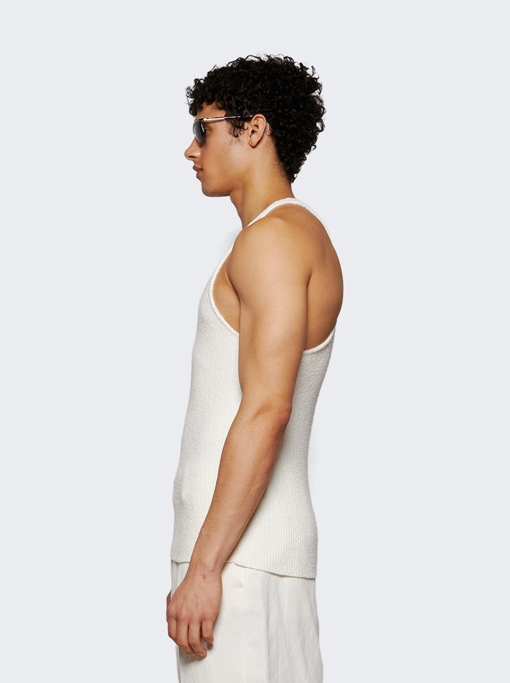 Boucle Ribbed Vest Top White - 3