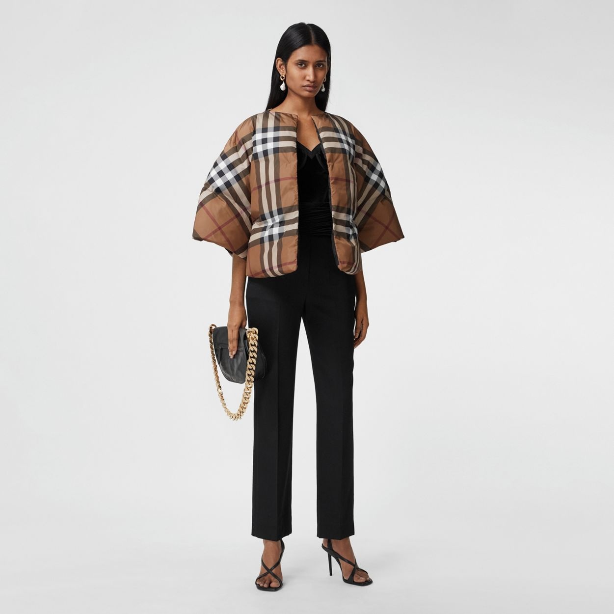 Check Print Nylon Cape - 2