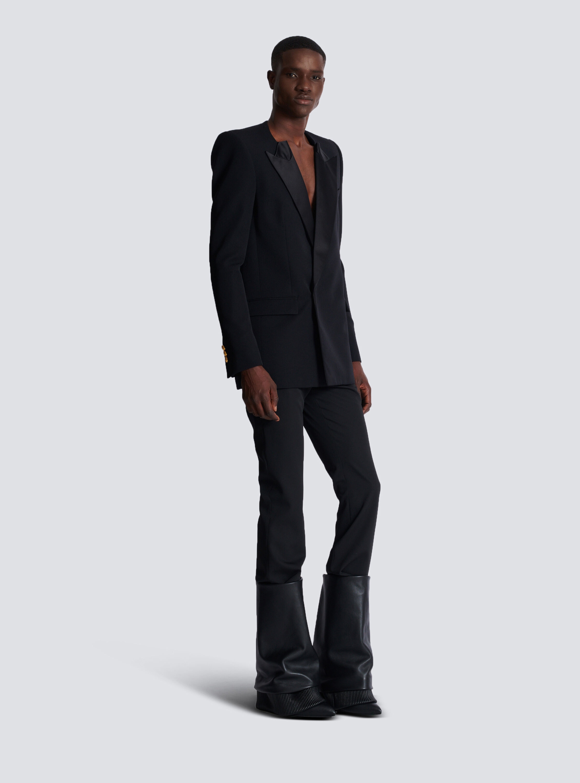Grain de poudre jacket with satin lapels - 3