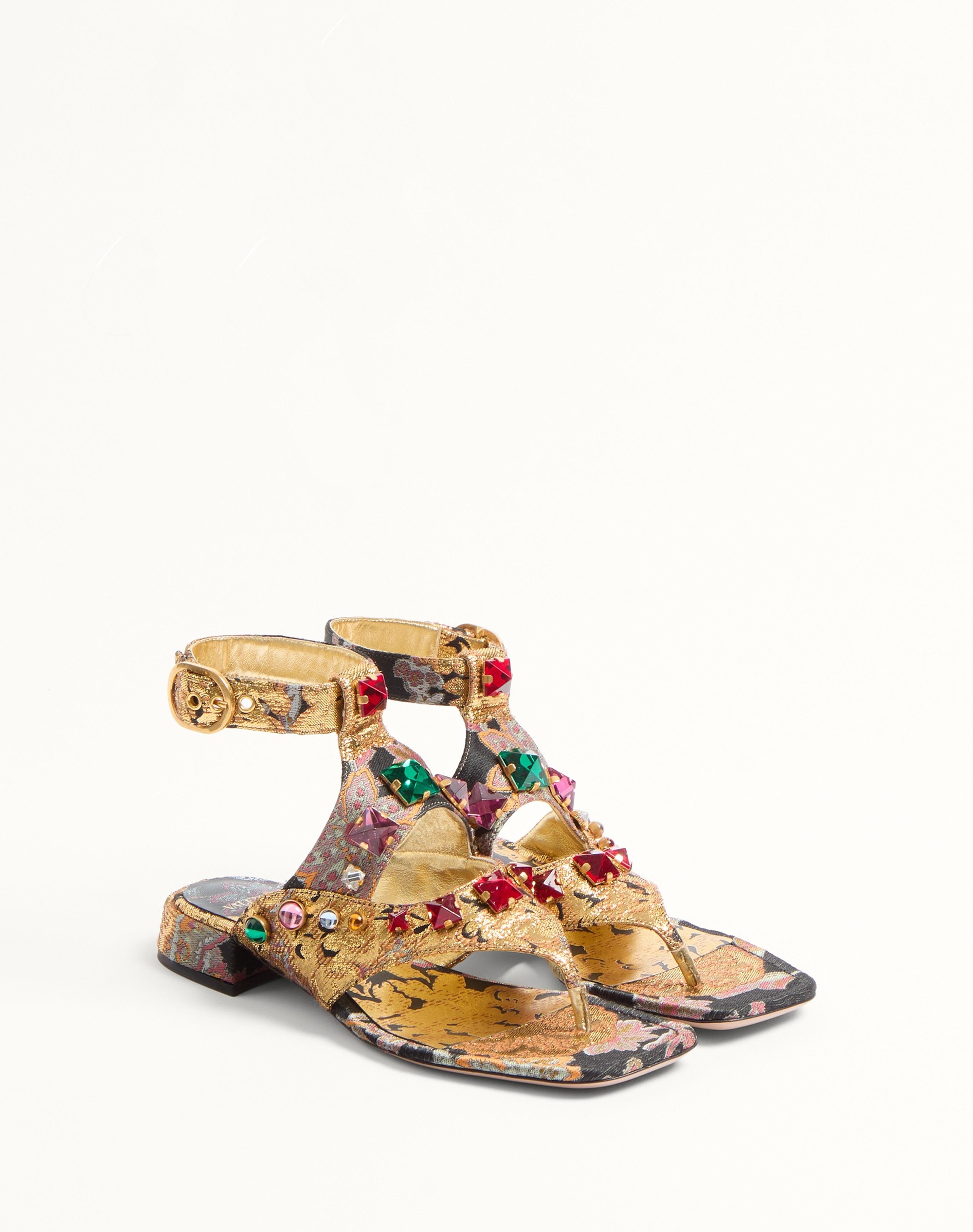 PRESHOES SANDAL IN APRES L'HIVER JACQUARD FABRIC WITH CRYSTALS 20MM - 3