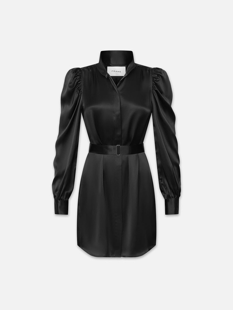 Gillian Long Sleeve Mini Dress in Noir 1