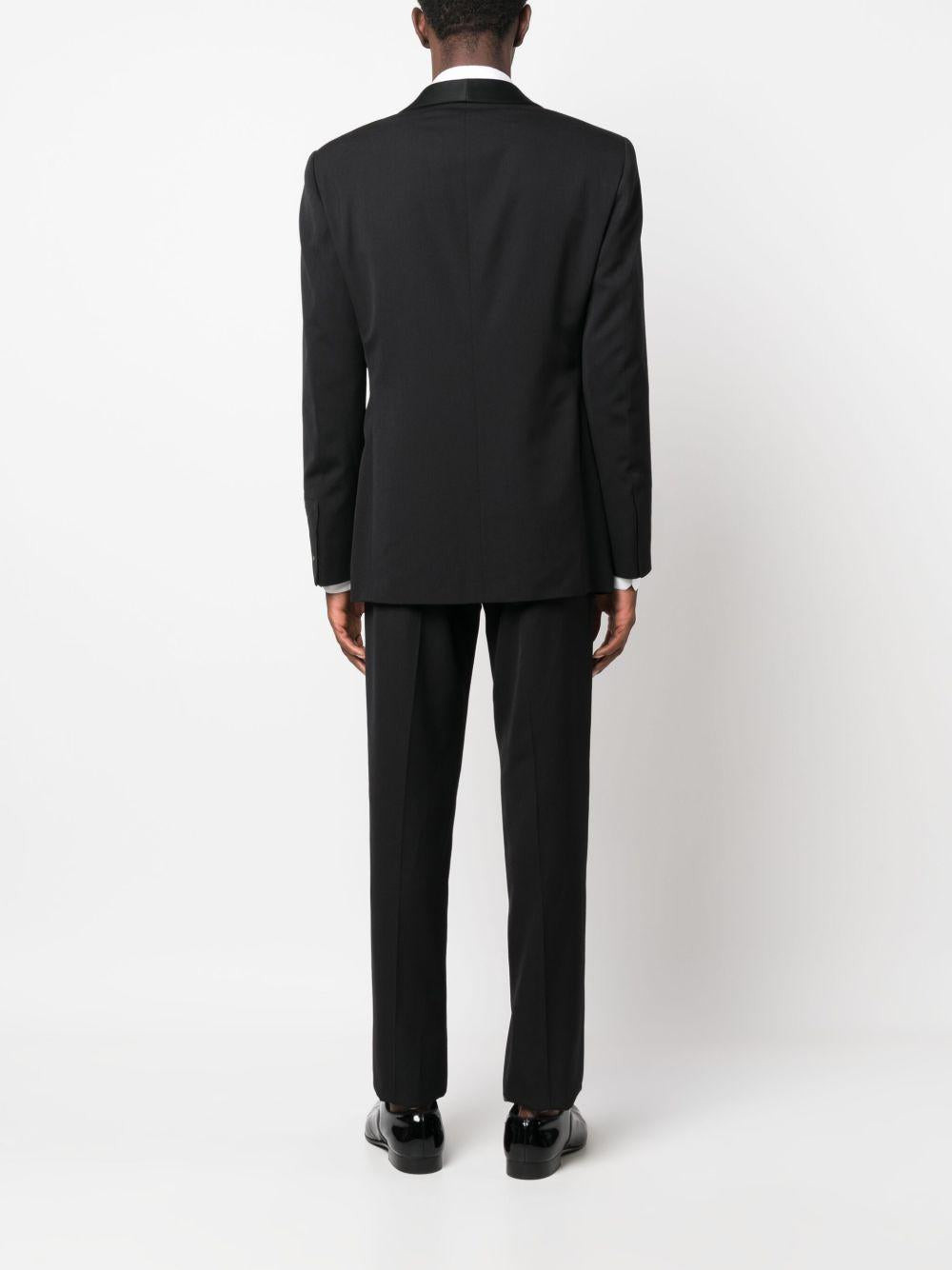 Black cashmere wool suit with single-breasted jacket and tailored trousers. - 6