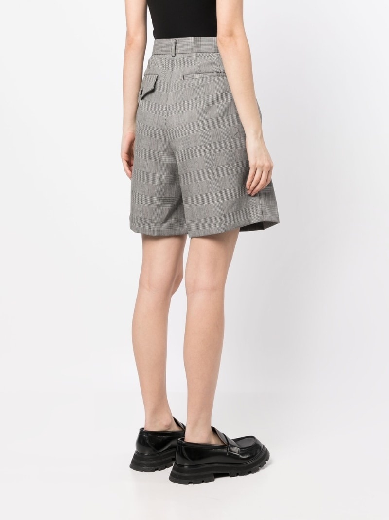 check-print pleated shorts - 5