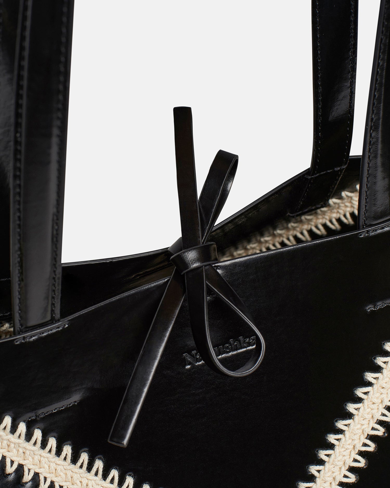 Patent Alt-Leather Crochet Tote - 4