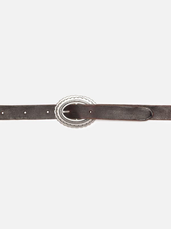 Western Concho Silver Belt Dark Brown - 6