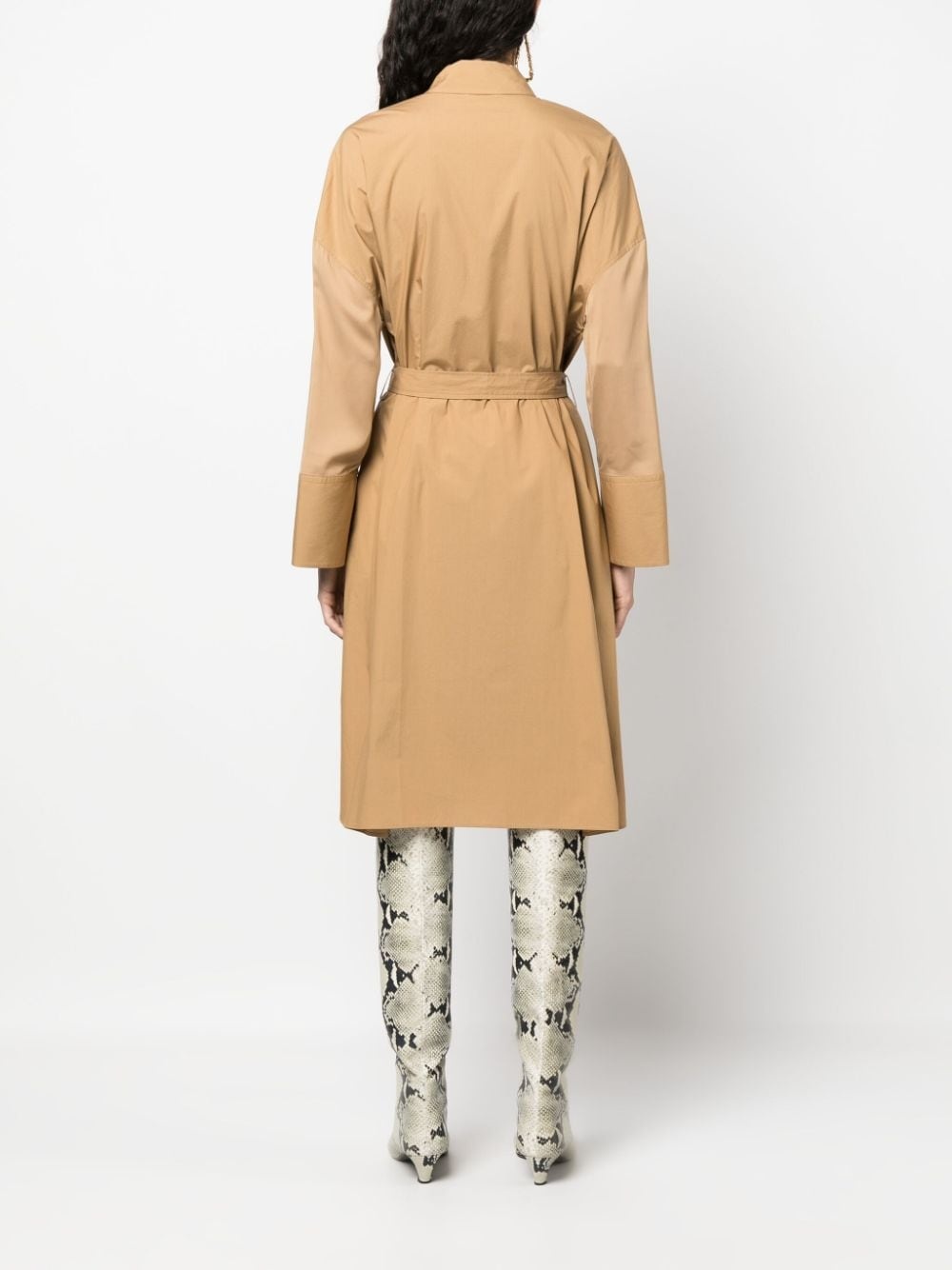 tied-waist cotton shirtdress - 4