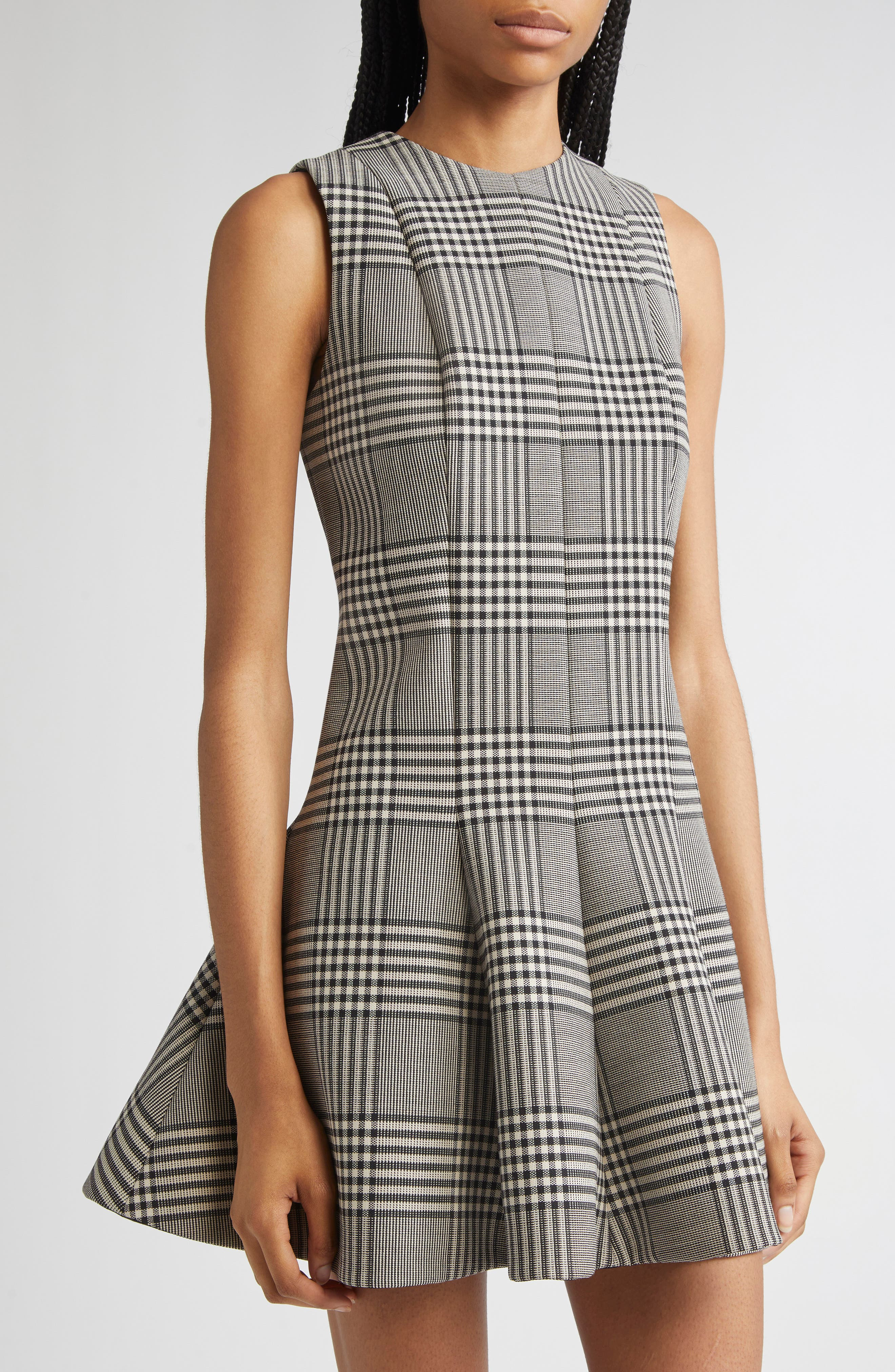 Brandon Maxwell The Sophie Prince of Wales Plaid Virgin Wool Fit & Flare Minidress at Nordstrom - 5