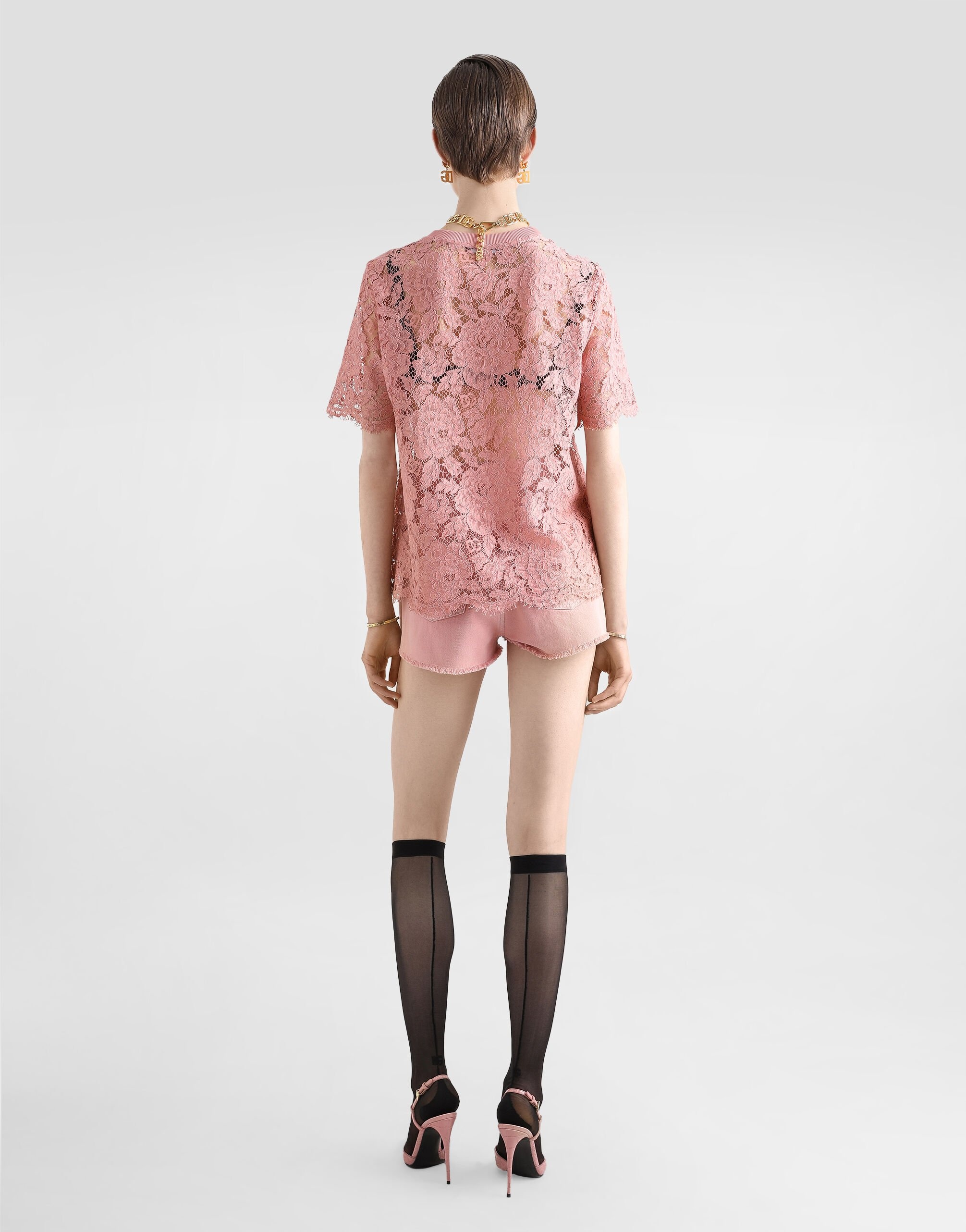 Short-sleeved Cordonetto lace T-shirt - 3