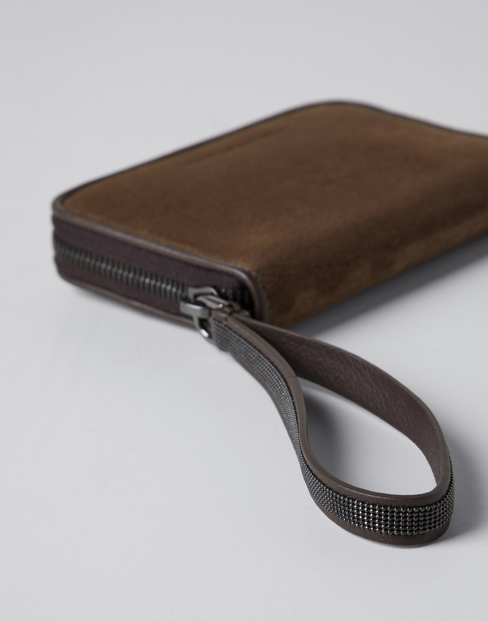 Soft matelassé small wallet in suede with Precious zipper pull - 3