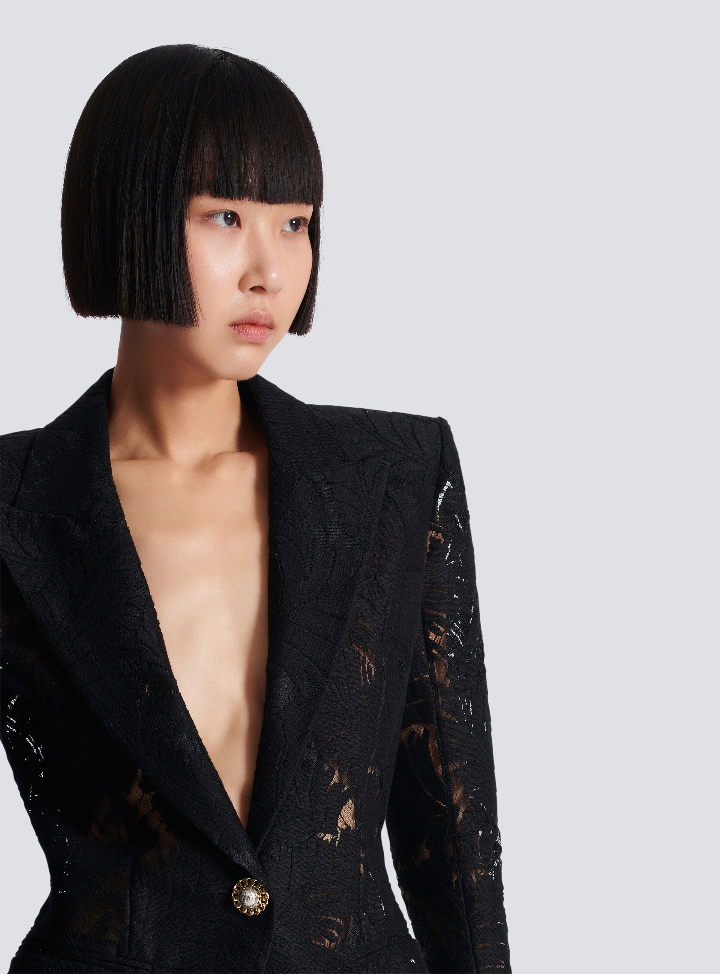 1-button fitted lace jacket - 7