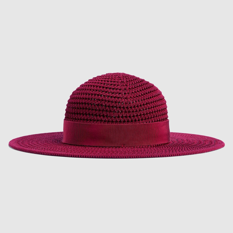 GUCCI Crochet cotton wide-brimmed hat outlook