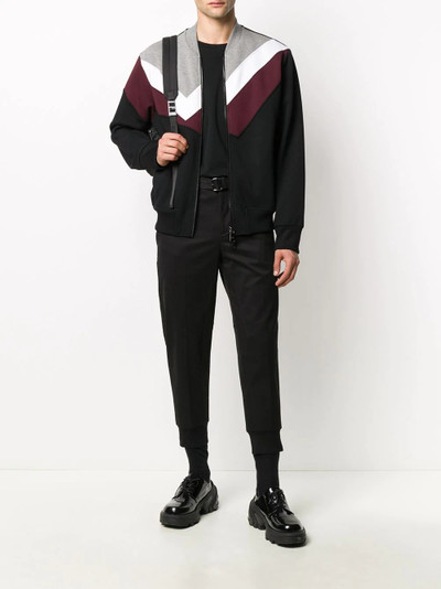 Neil Barrett colour-block zip-up jumper outlook