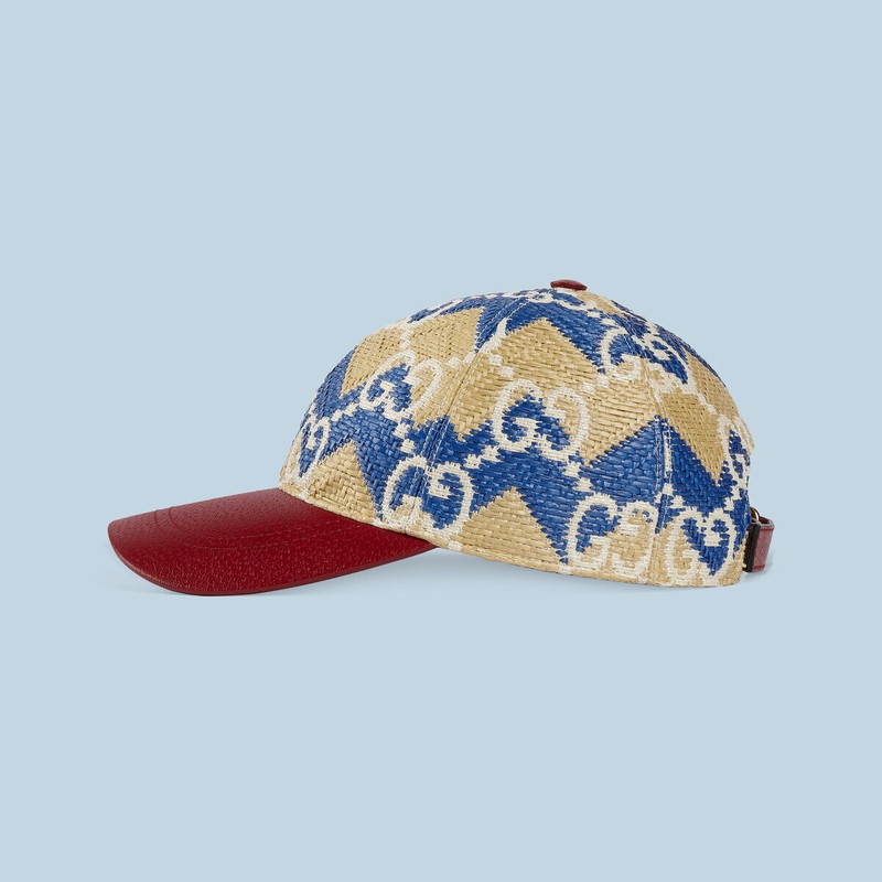 GUCCI GG straw effect baseball hat outlook