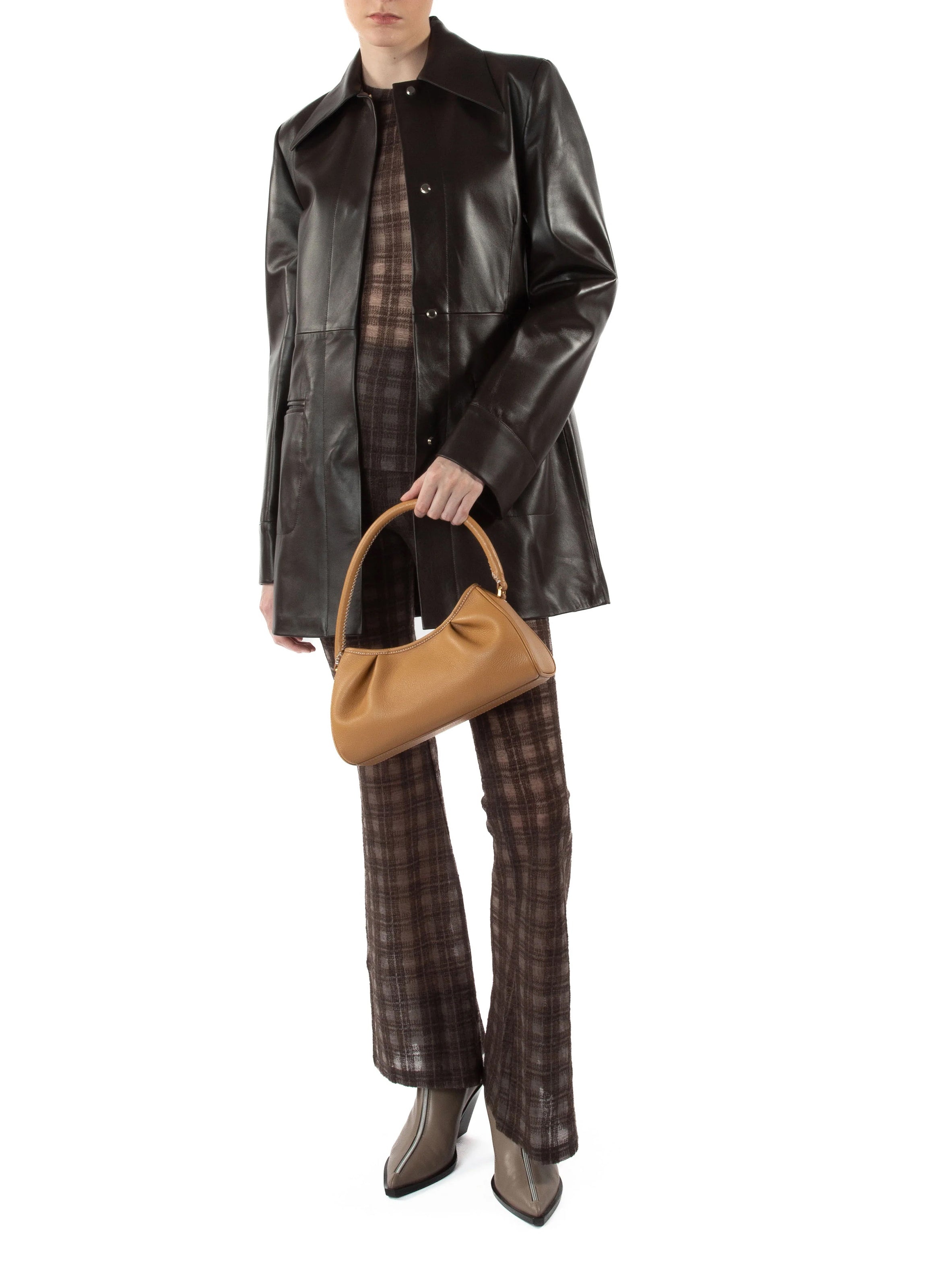 Mid Length Leather Coat - 2