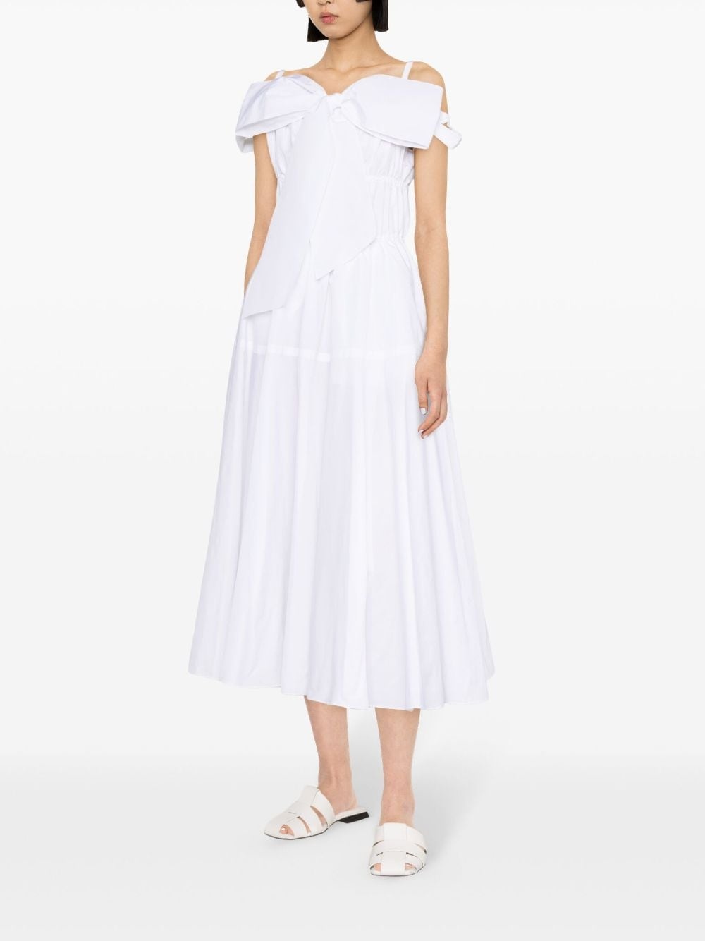 bow-detail flared midi dress - 3