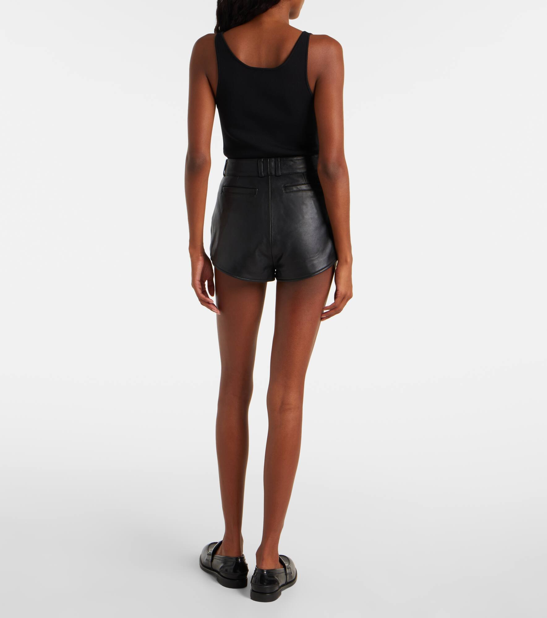 Loen high-rise leather micro shorts - 3