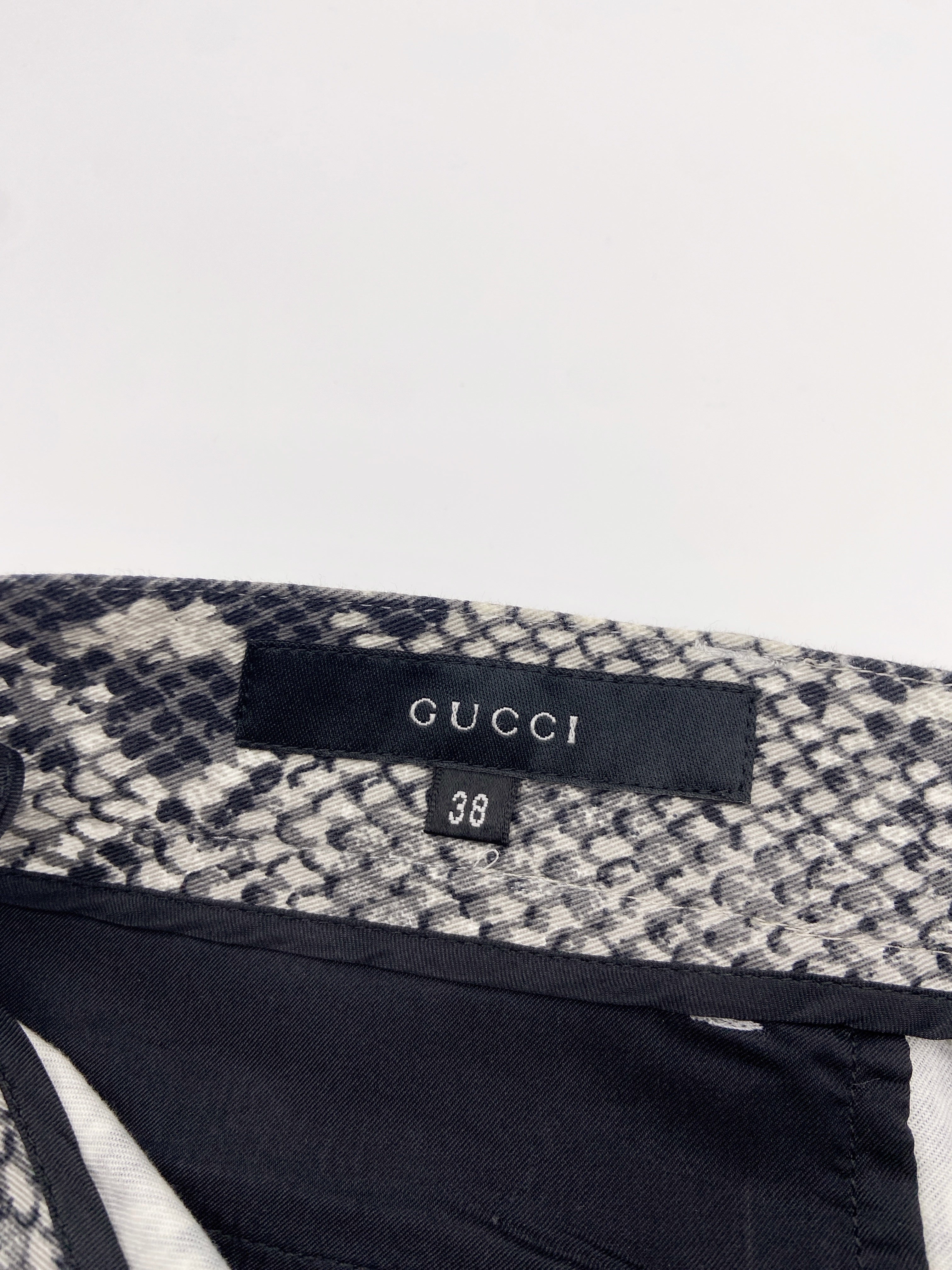 Gucci Spring 2000 Tom Ford Grey Python Print Flared Pants 38 - 13