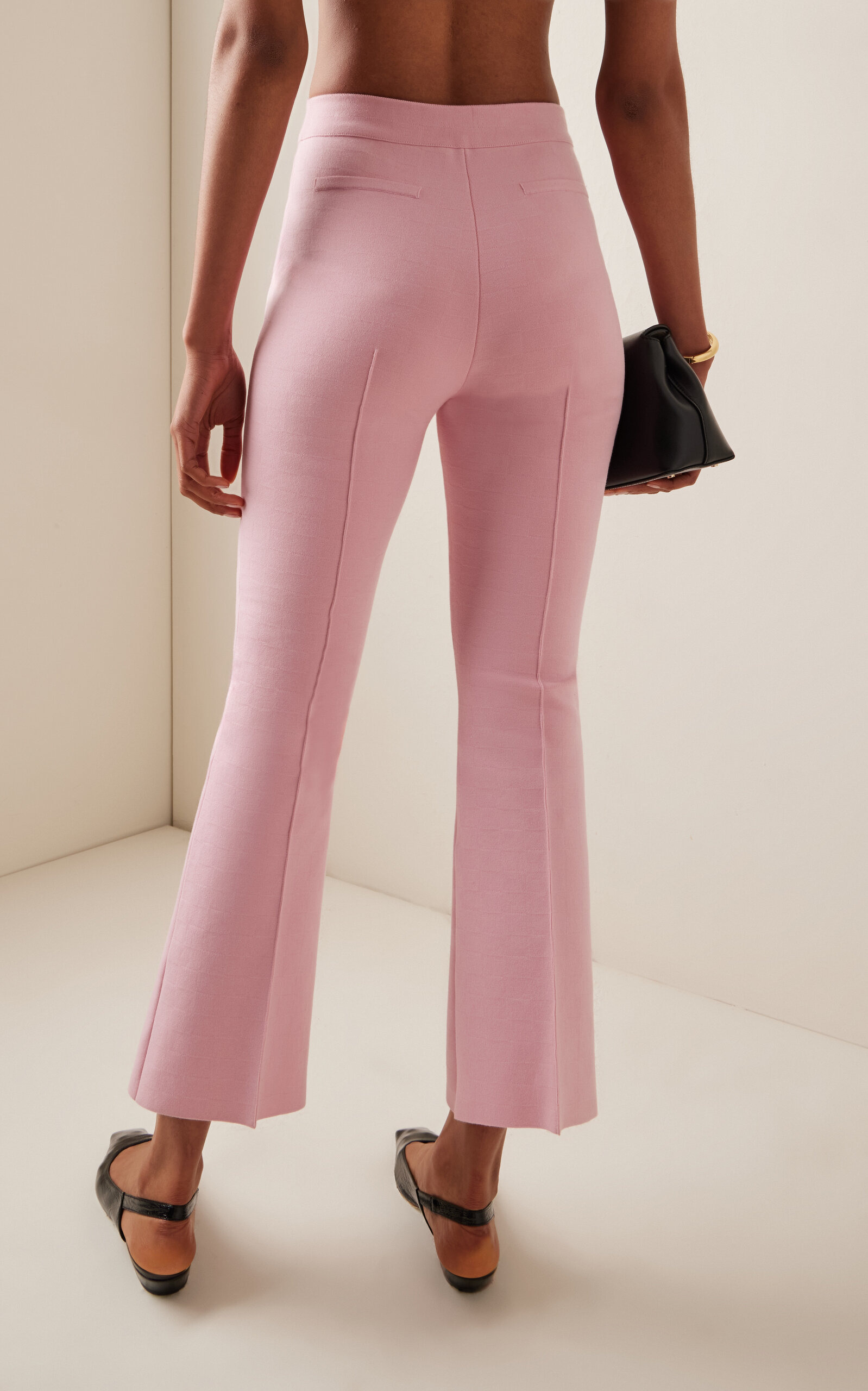 Exclusive Kick Flared Stretch-Cotton Knit Pants pink - 4