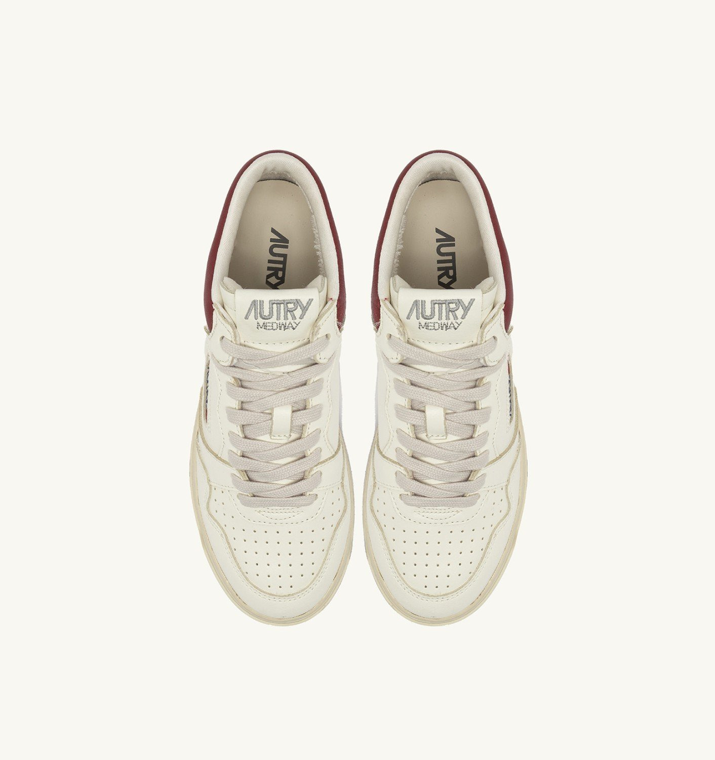 MED-WAY SNEAKERS IN LEATHER COLOR MARSHMALLOW AND SYRAH - 5