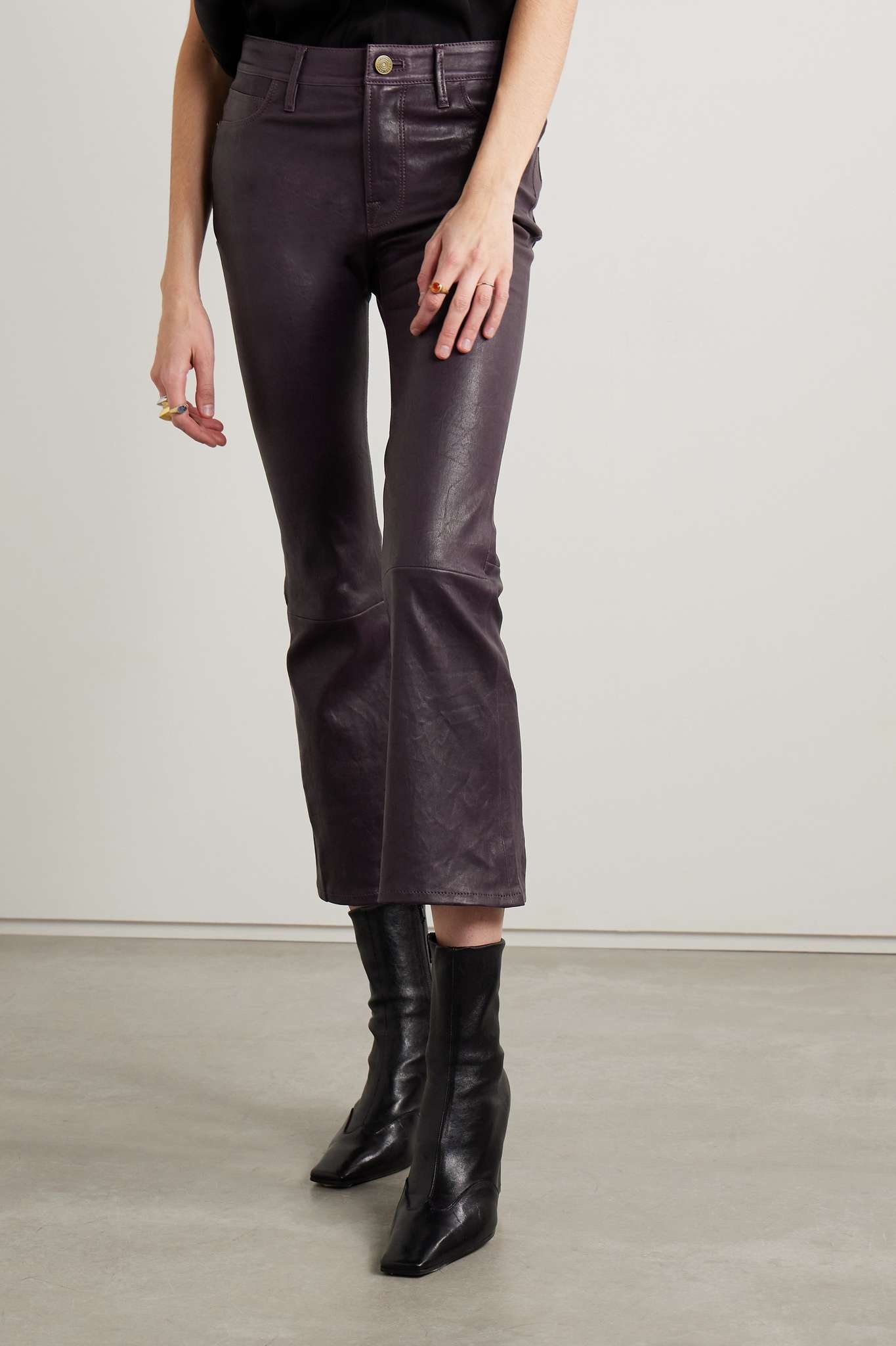 Le Crop Mini leather bootcut pants - 3