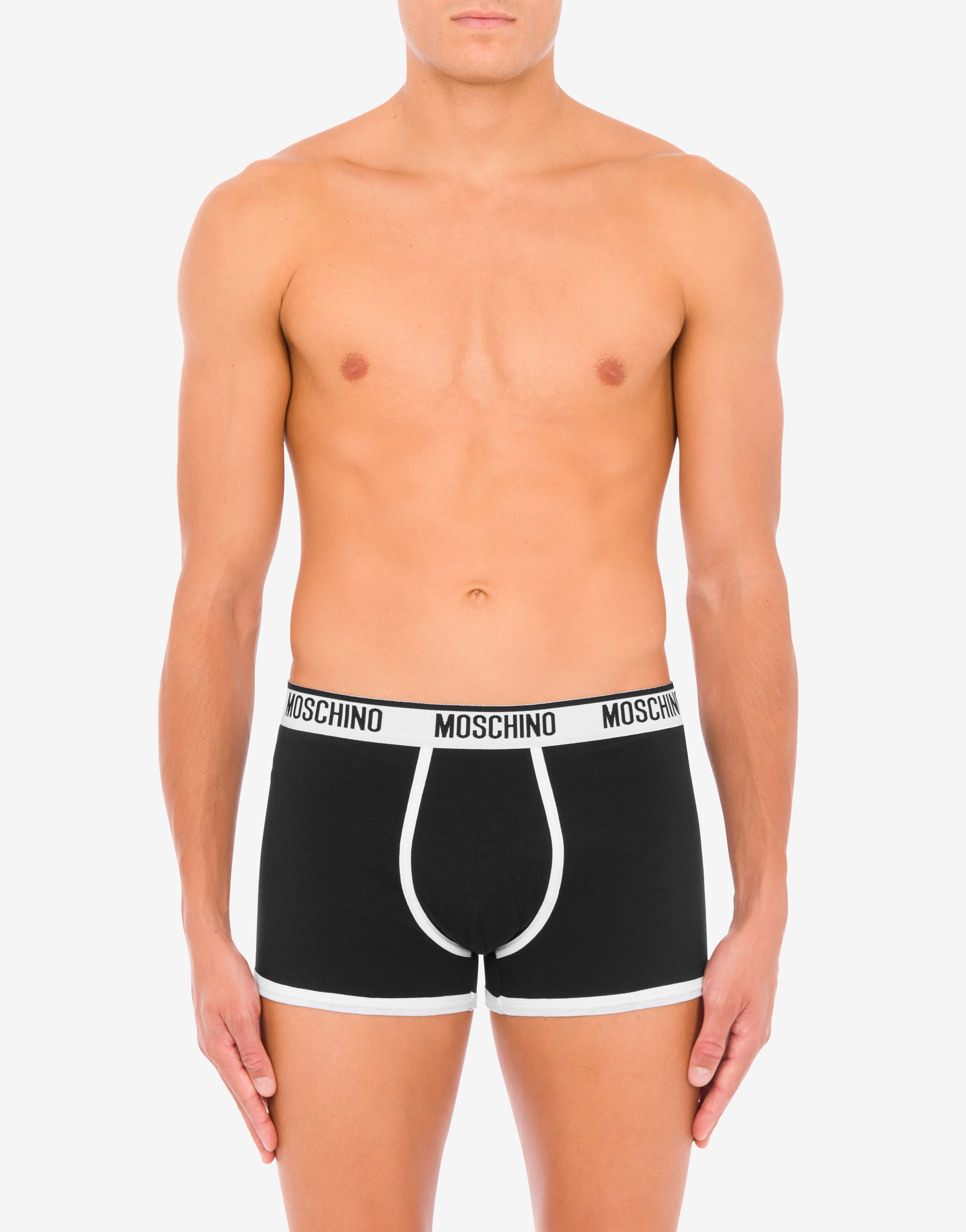 BLACK & WHITE STRETCH JERSEY BOXERS - 2