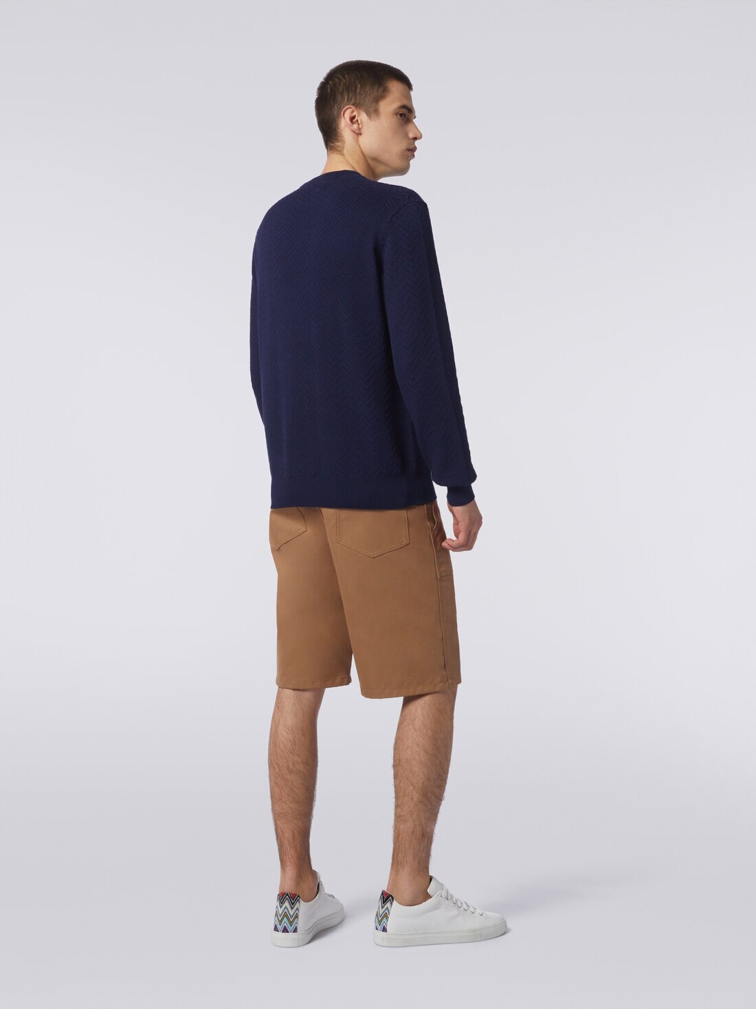 Cotton chevron crew-neck pullover - 4