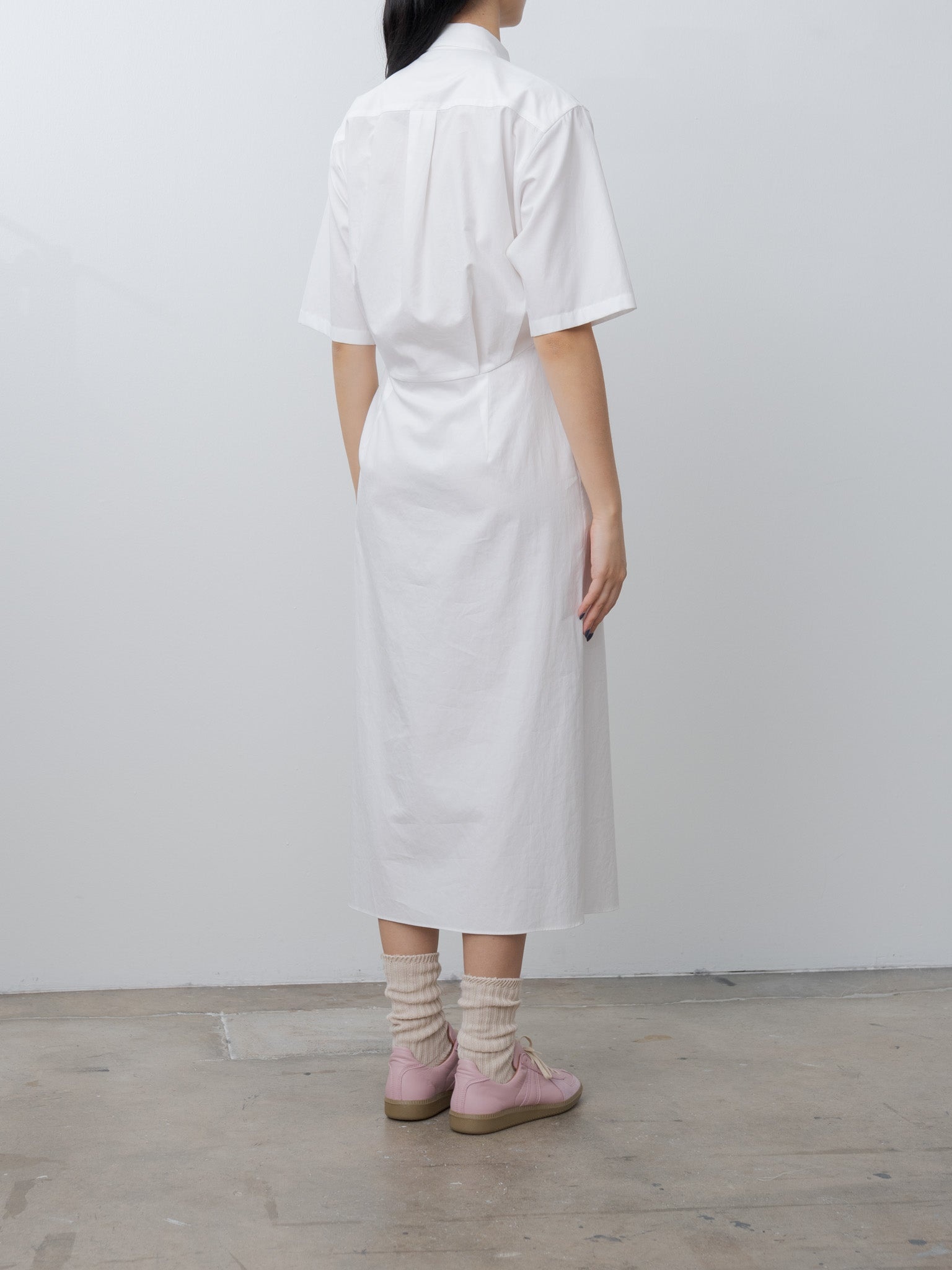 Washed Finx Twill Shirt Dress - White - 5
