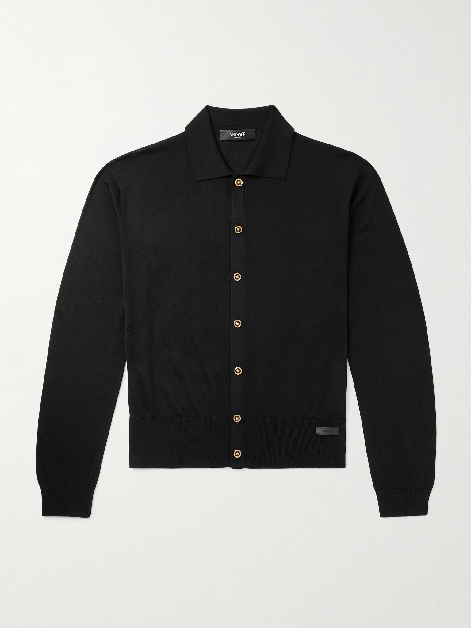 Logo-Appliquéd Silk and Cotton-Blend Cardigan Black - 1