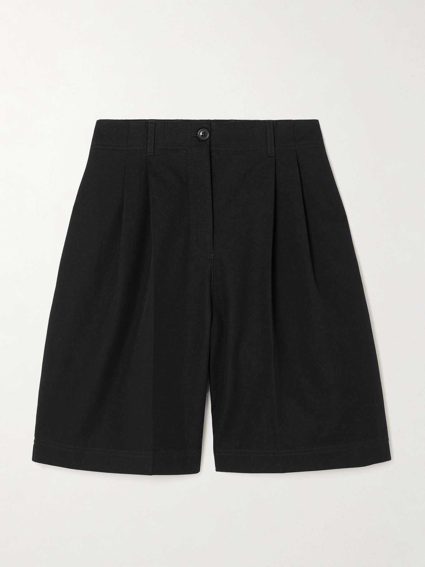 Pleated organic cotton-twill shorts - 1