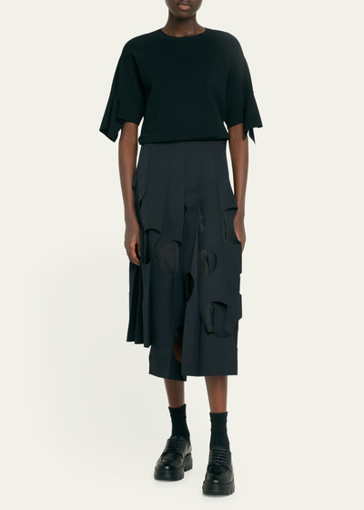 Comme Des Garçons Circle Cutout Pleated Asymmetric Midi Skirt outlook
