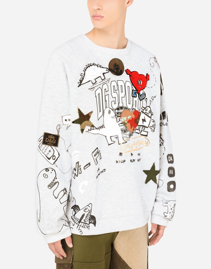 Printed jersey sweatshirt with patch - 3