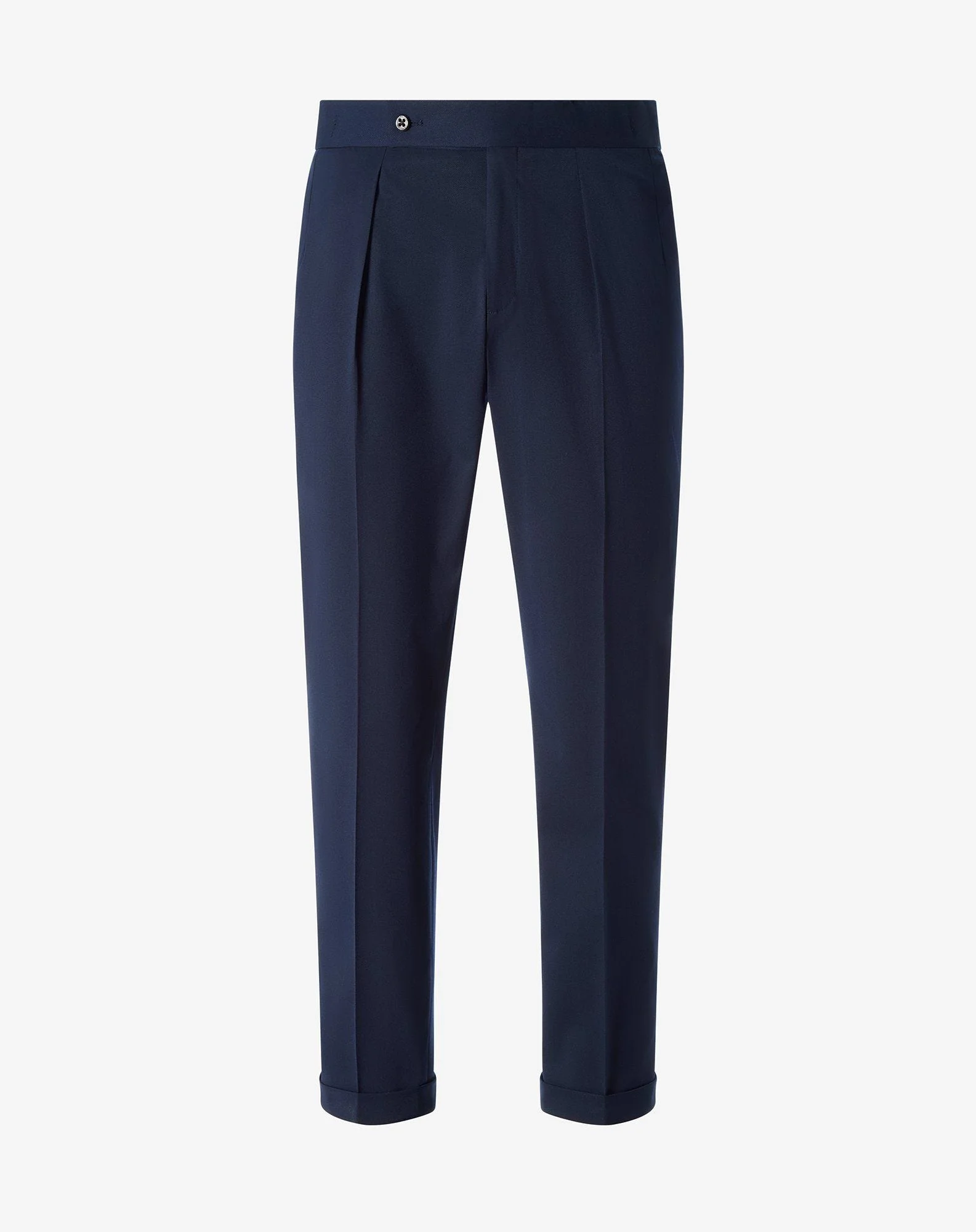 Navy blue stretch wool trousers - 1
