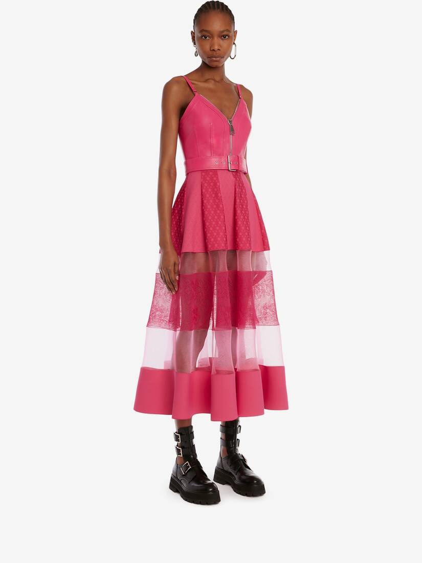 Panelled Knit Midi Skirt in Bobby Pink - 3