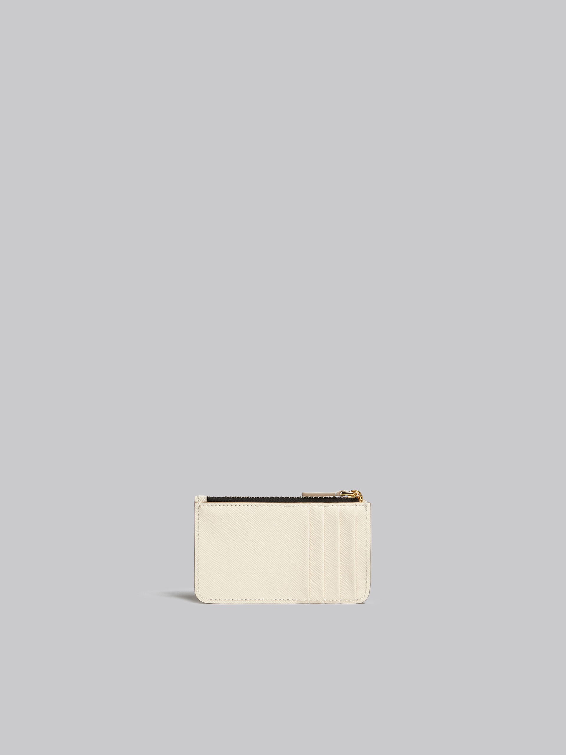 WHITE SAFFIANO LEATHER CARD CASE - 3