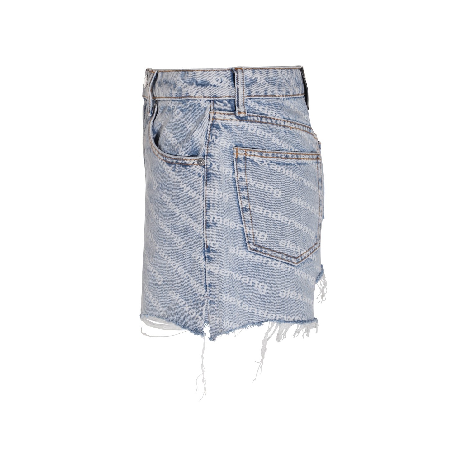 LIGHT BLUE COTTON DENIM SHORTS - 4