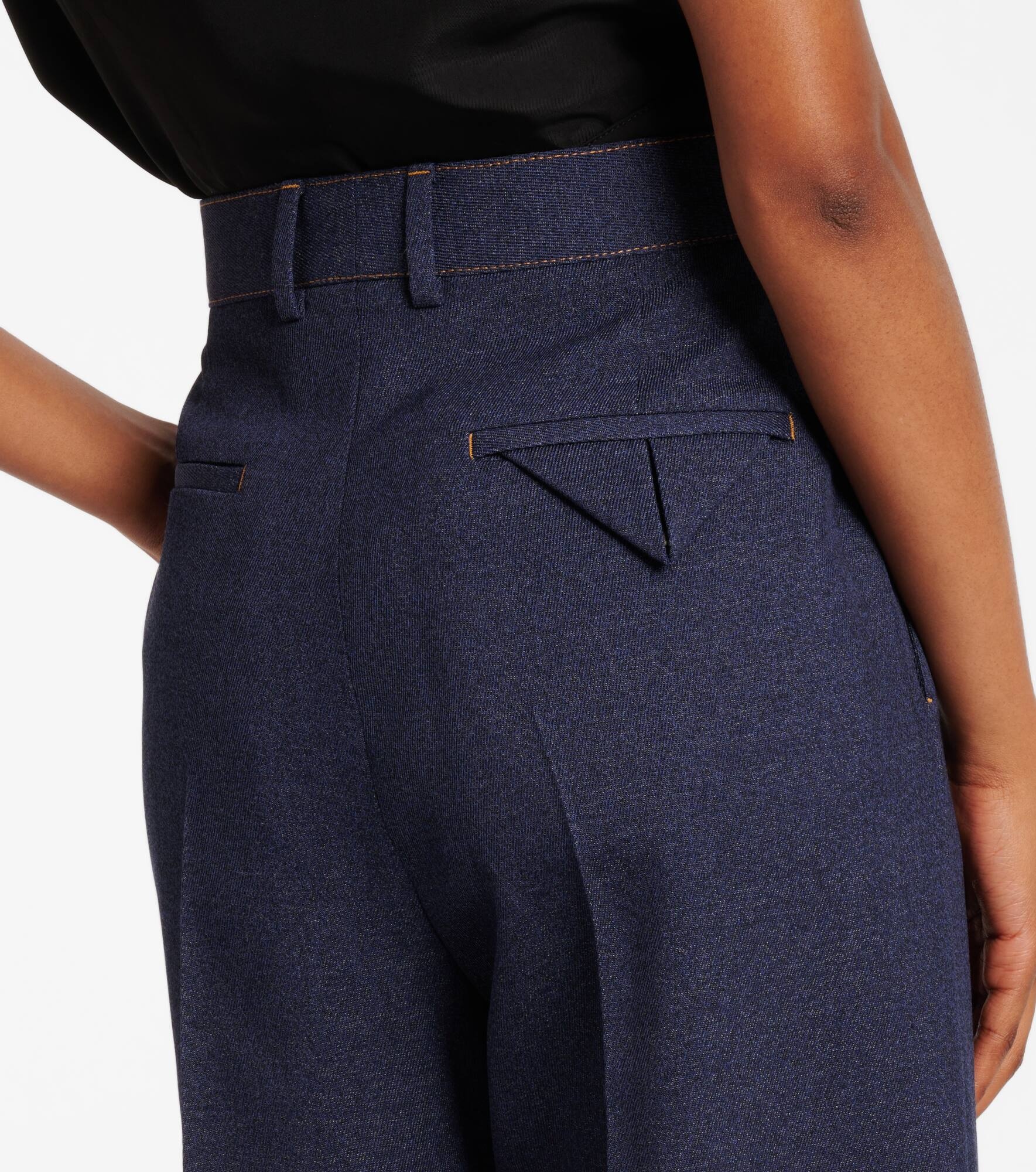 Melange wool straight pants - 6